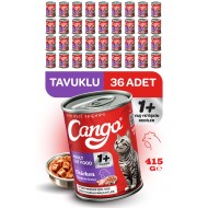 Cango Yetişkin Yaş Kedi Maması Tavuklu 415Gr 36Lı