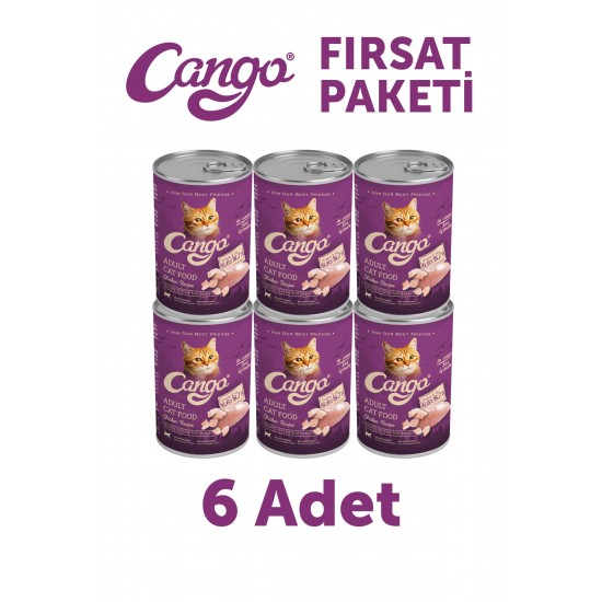 Cango Yetişkin Yaş Kedi Maması Tavuklu 415Gr 6Lı Cango Yetişkin Yaş Kedi Maması Tavuklu 415Gr 6Lı