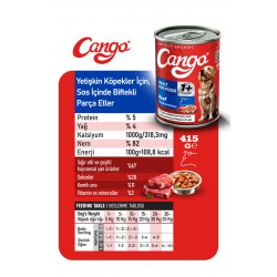 Cango Yetişkin Yaş Köpek Maması Etli Biftekli 415Gr Cango Yetişkin Yaş Köpek Maması Etli Biftekli 415Gr