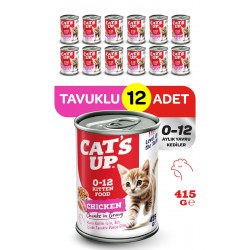 Cats Up Yaş Yavru Kedi Maması Tavuklu 415gr 12Li
