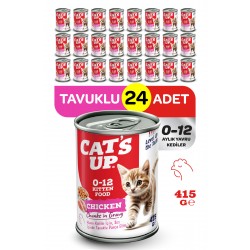 Cats Up Yaş Yavru Kedi Maması Tavuklu 415gr 24Lü