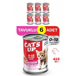 Cats Up Yaş Yavru Kedi Maması Tavuklu 415gr 6Lı