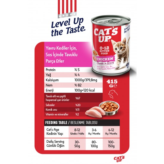 Cats Up Yaş Yavru Kedi Maması Tavuklu 415gr 6Lı Cats Up Yaş Yavru Kedi Maması Tavuklu 415gr 6Lı