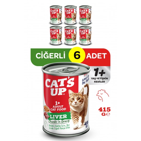 Cats Up Yaş Yetişkin Kedi Maması Ciğerli 415gr 6Lı Cats Up Yaş Yetişkin Kedi Maması Ciğerli 415gr 6Lı