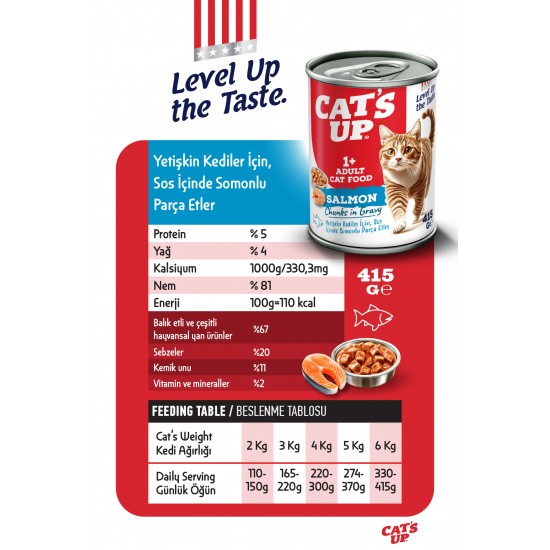 Cats Up Yaş Yetişkin Kedi Maması Somonlu 415gr Cats Up Yaş Yetişkin Kedi Maması Somonlu 415gr