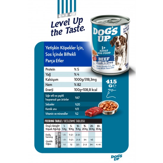 Dogs Up Yaş Yetişkin Köpek Maması Biftekli 415gr 6Lı Dogs Up Yaş Yetişkin Köpek Maması Biftekli 415gr 6Lı