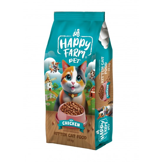 Happy Farm Yavru Kedi Maması Tavuk Etli Kitten 15 KG