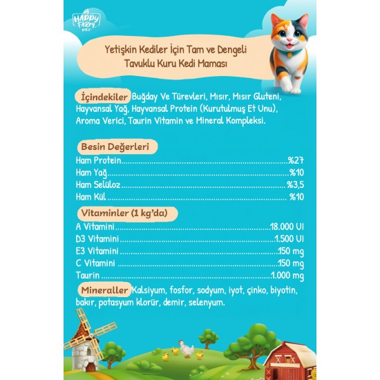 Happy Farm Yavru Kedi Maması Tavuk Etli Kitten 15 KG