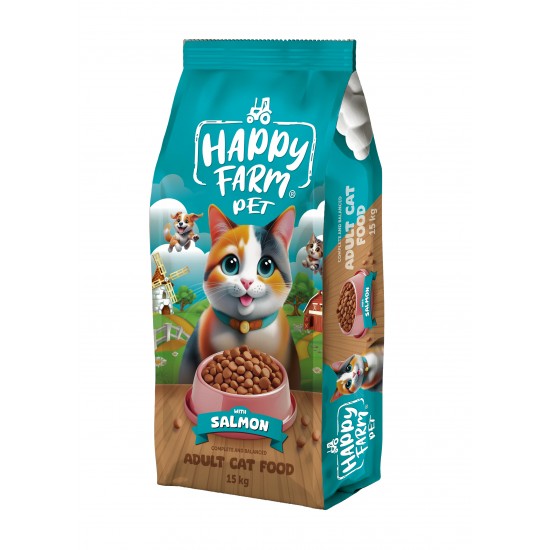 Happy Farm Yetişkin Kedi Maması Somonlu 15 KG Happy Farm Yetişkin Kedi Maması Somonlu 15 KG