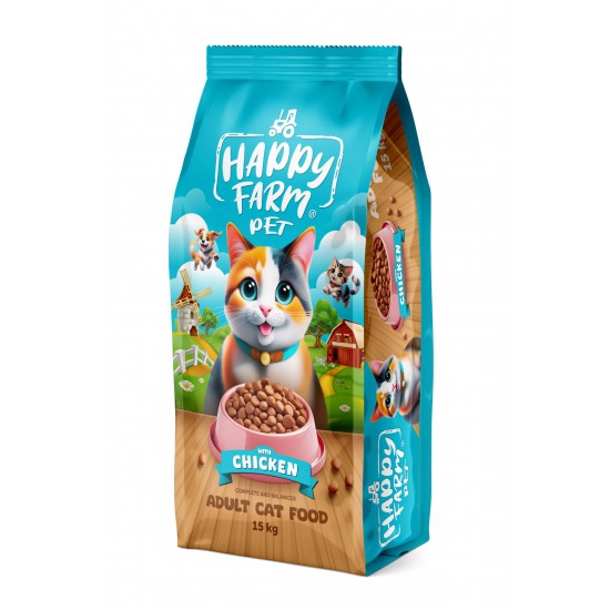 Happy Farm Yetişkin Kedi Maması Tavuk Etli 15 KG