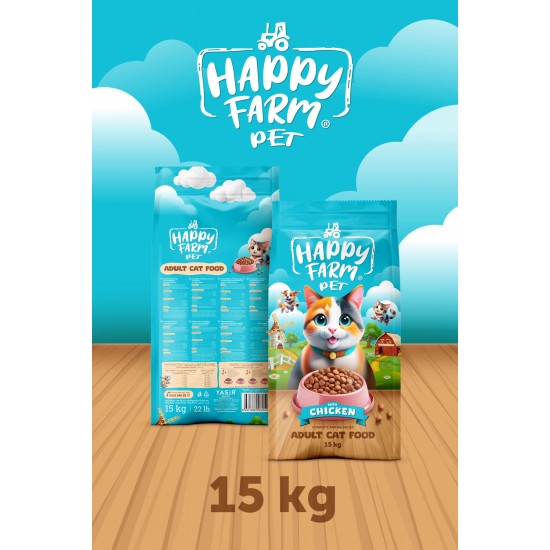 Happy Farm Yetişkin Kedi Maması Tavuk Etli 15 KG