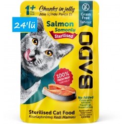Bado Kısırlaştırılmış Yetişkin Yaş Kedi Maması Somonlu 85Gr 24'lü