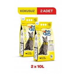 Pets Clean Kedİ Kumu Natural (Kokusuz) 10Lt 2Li