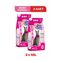 Pets Clean Kedi Kumu Pudralı 10Lt 2Li