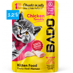 Bado Yavru Yaş Kedi Maması Tavuk Etli 85Gr 12'li Bado Yavru Yaş Kedi Maması Tavuk Etli 85Gr 12'li