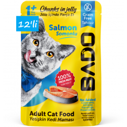 Bado Yetişkin Yaş Kedi Maması Somonlu 85Gr 12'li