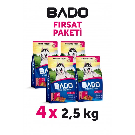 Bado Yetişkin Köpek Maması Etli Biftekli 2,5 Kg 4'lü Bado Yetişkin Köpek Maması Etli Biftekli 2,5 Kg 4'lü